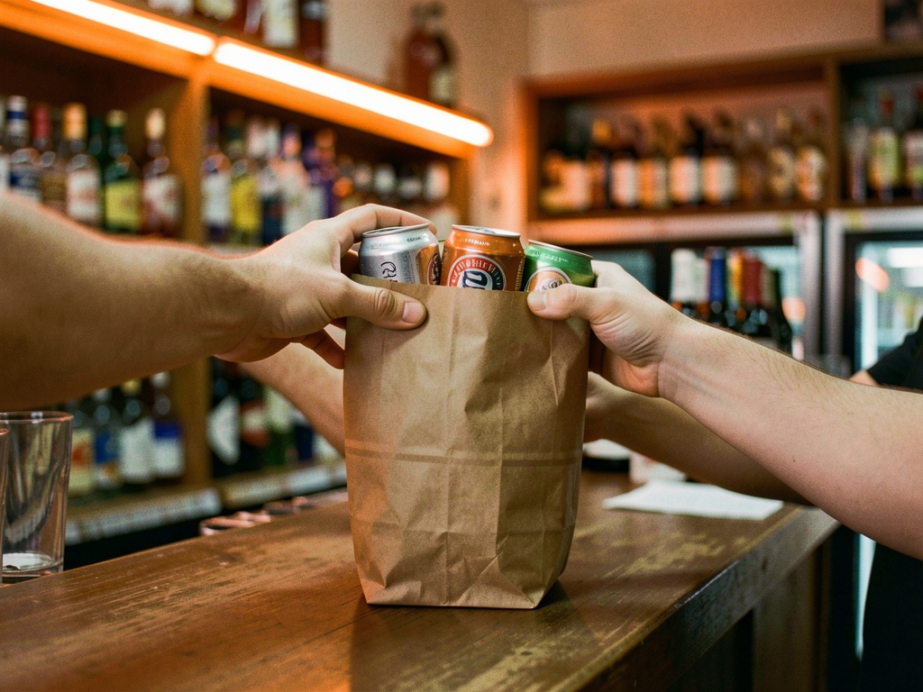 Pedido de bebidas geladas entregue no balcão da adega